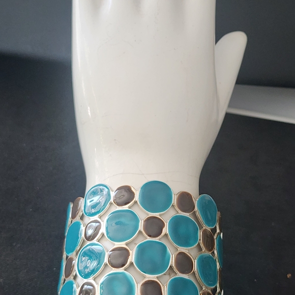 Elegant Enamel Cuff Bracelet Black and Blue Bracelet Fashion Costume Jewelry - Picture 8 of 11